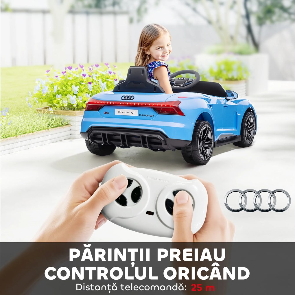 HOMCOM Mașinuta Electrica Copii cu Motor Dublu Mașină Electrică 12V 4,5Ah Suportă până la 25 kg 103x58x41 cm Albastră | Aosom Romania