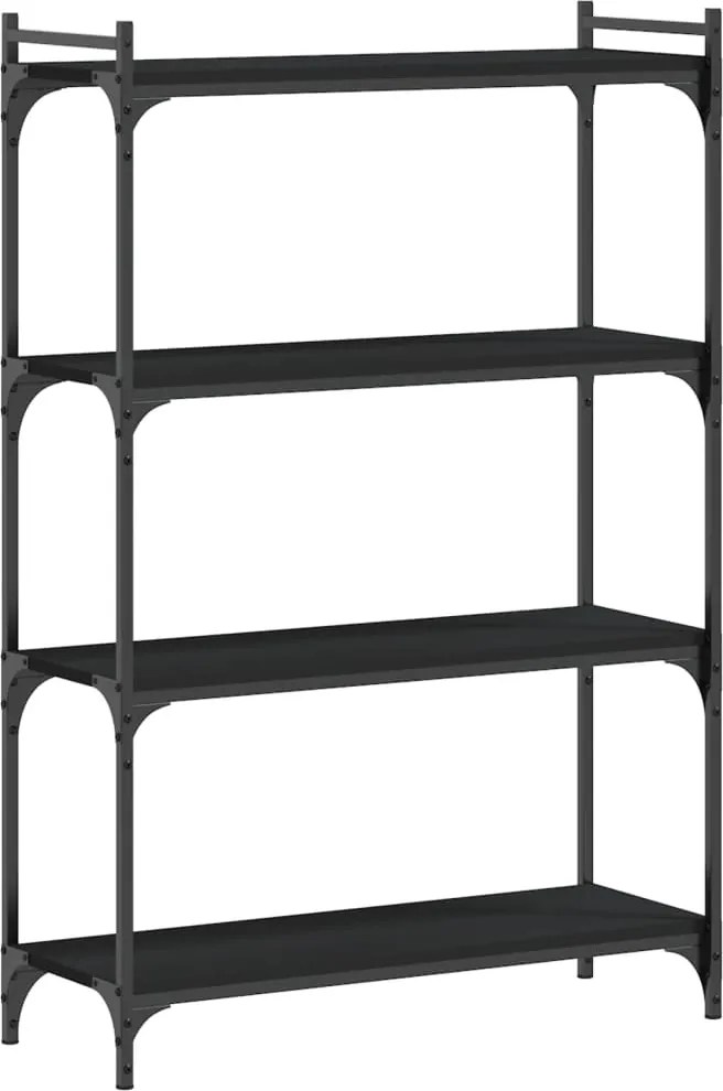 vidaXL Bibliotecă cu 4 niveluri, negru, 80x30x120 cm, lemn prelucrat