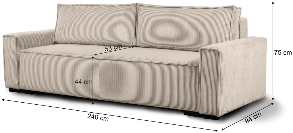 Canapea extensibila cu trei locuri crem SMART