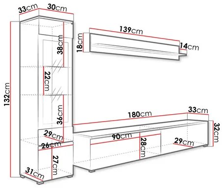 Mobilier living Selwyn I (wotan) (iluminat LED Alb). 1054036