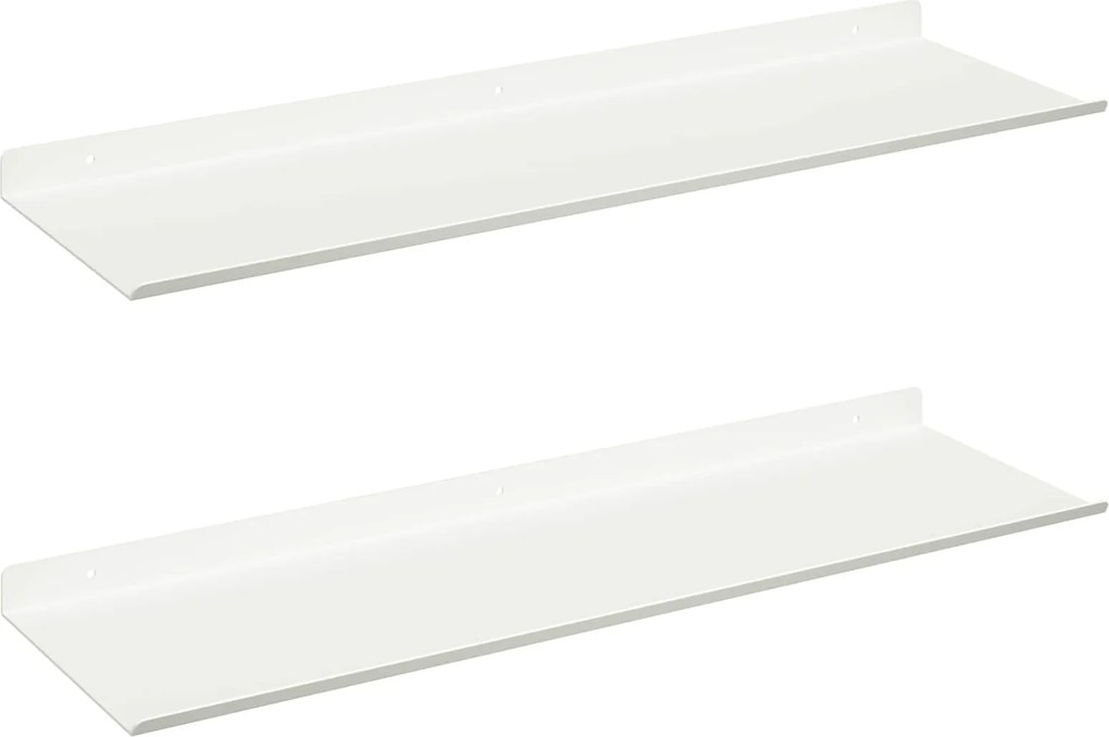 vidaXL Raft suspendat Pe perete 2 pcs Alb 60 x 18 x 2,5 cm Oțel