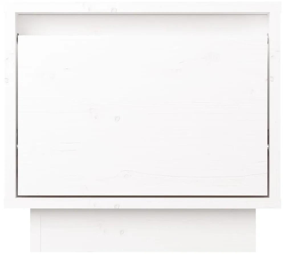 Noptiera, alb, 35x34x32 cm, lemn masiv de pin 1, Alb