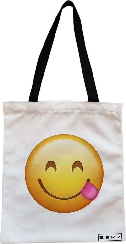Sacosa de Panza pentru Cumparaturi, Geanta Tote, model Playful, Cu fermoar, 38x34.5 cm, Alba, BEKZ®