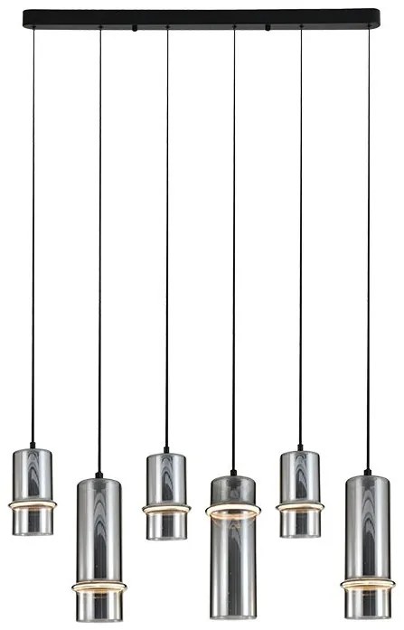 Lustra cu 6 pendule LED, SMOKE GLASS-BLACK, ZB-2537