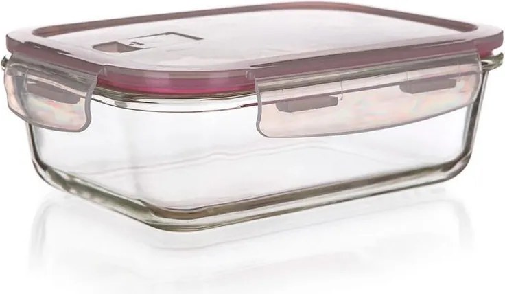 BANQUET Recipient depozitare din sticlă cu capac LORA, bordo 550 ml