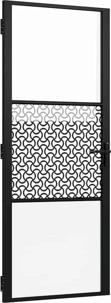 vidaXL Ușă de sticlă Traforaj Negru 76 x 3.5 x 201.5 cm Aluminiu