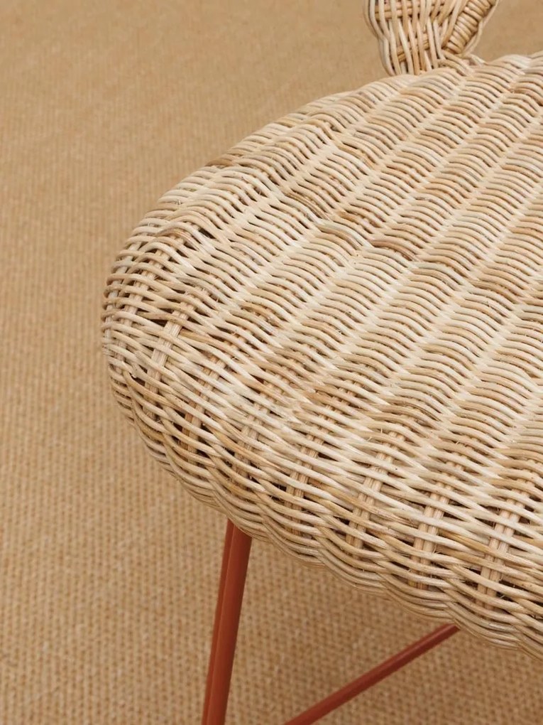 Scaun de bar, din rattan si metal, Hanoi