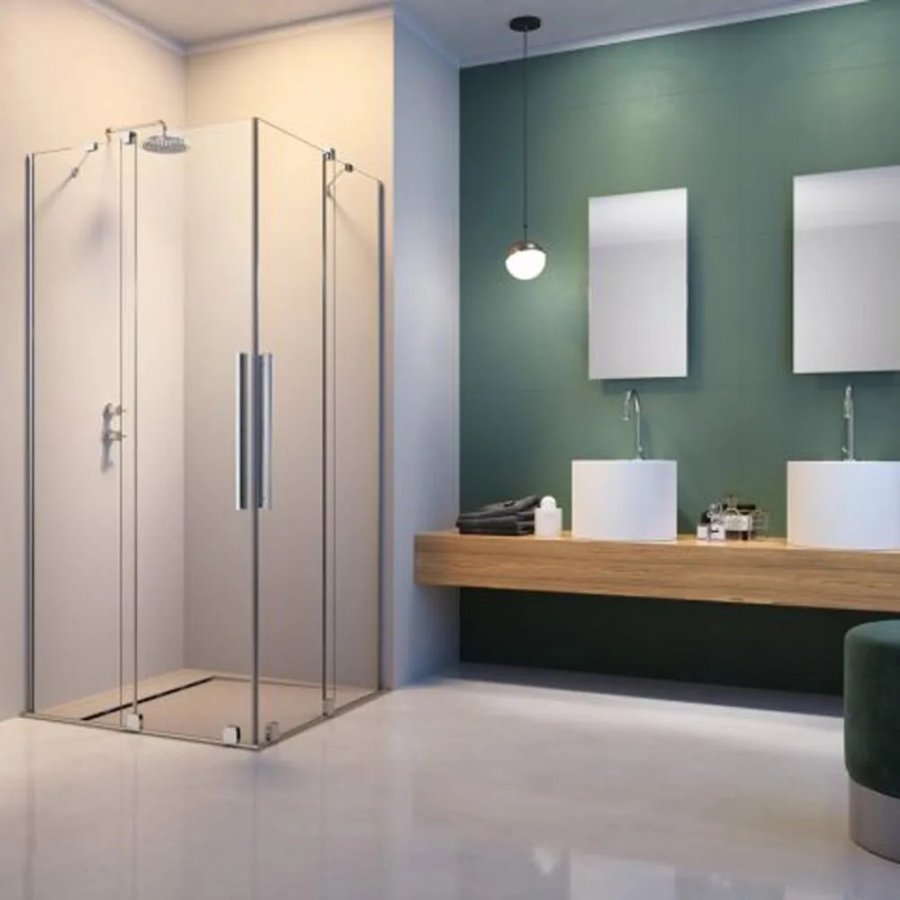 Cabina de dus patrata usi culisante Radaway Furo KDD 90x90 cm profil crom lucios