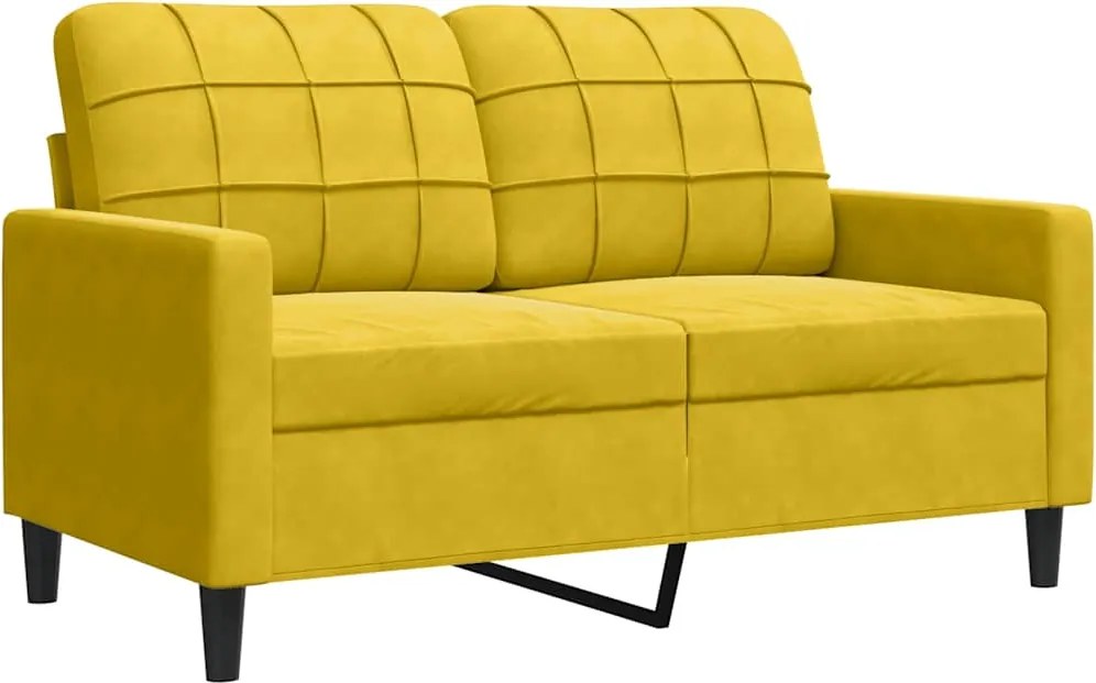 vidaXL Canapea cu 2 locuri, galben, 120 cm, catifea