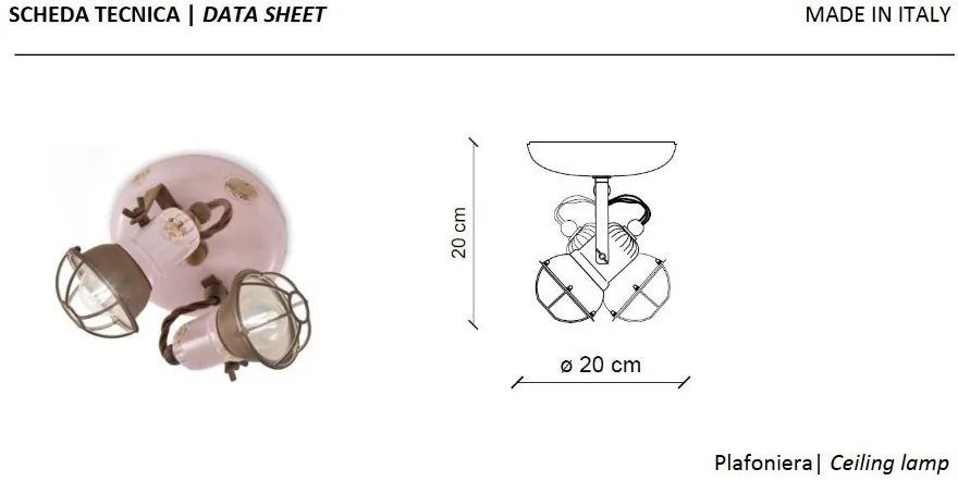 Plafoniera cu 2 spoturi design retro realizata manual din ceramica LOFT