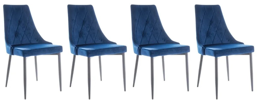 Set 4 scaune Trix B velvet bleumarin Blu86/negru BF25