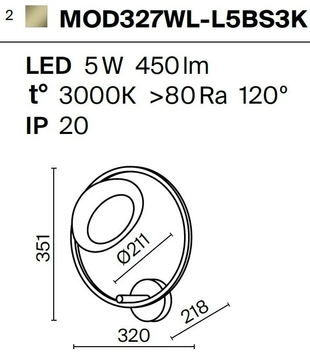 Aplica LED de perete design modern Moon alama