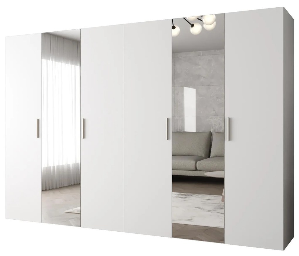 Dulap de haine 300 cm Borry 2 (alb + Argintiu). 1125847