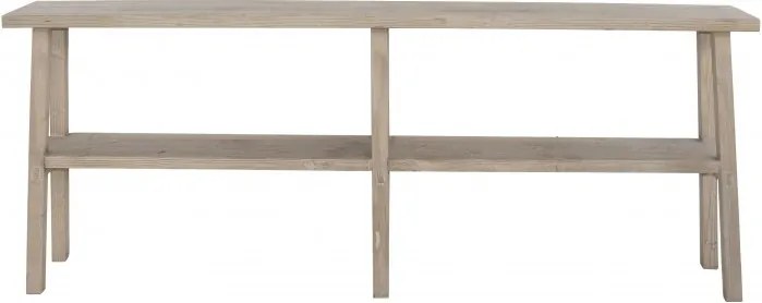 Consolă hol în stil farmhouse, din lemn de pin reciclat, natur, cu raft și picioare oblice în formă de A, 70 x 180 x 30 cm, „Anatole”