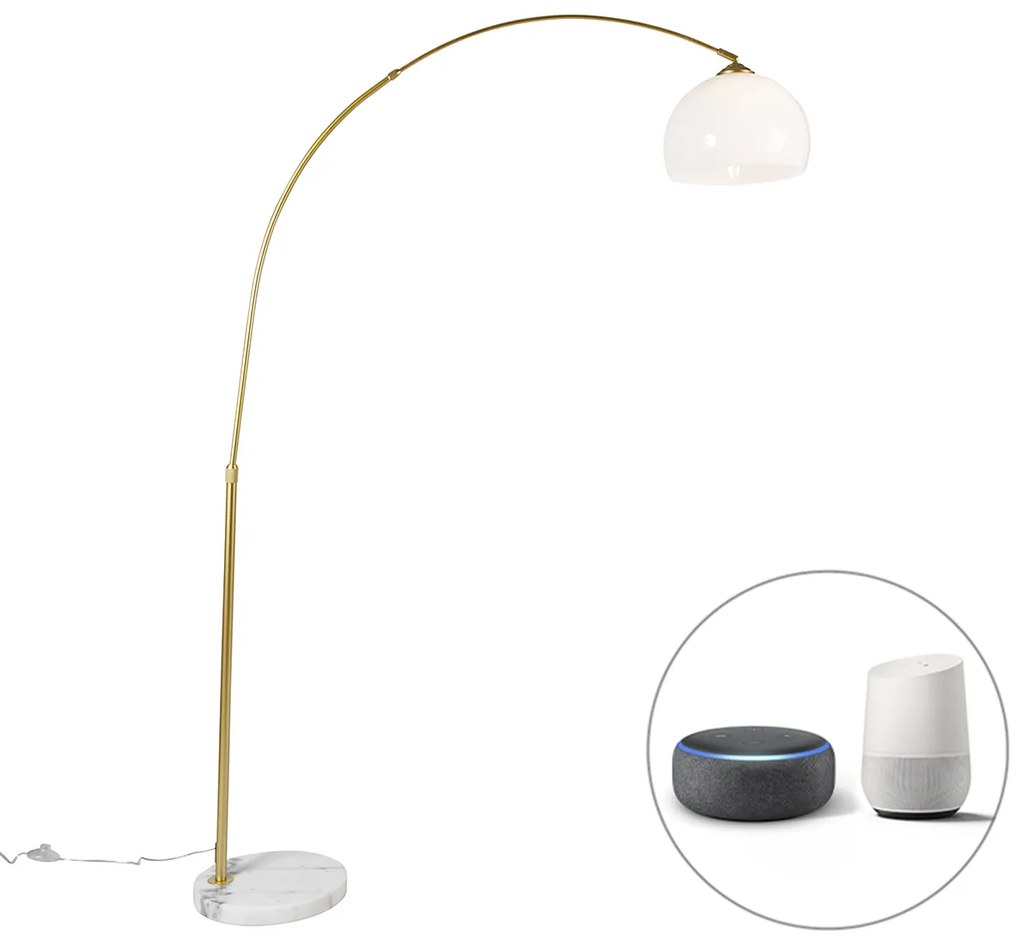 Lampă cu arc inteligent alamă cu abajur alb inclusiv Wifi A60 - Arc Basic