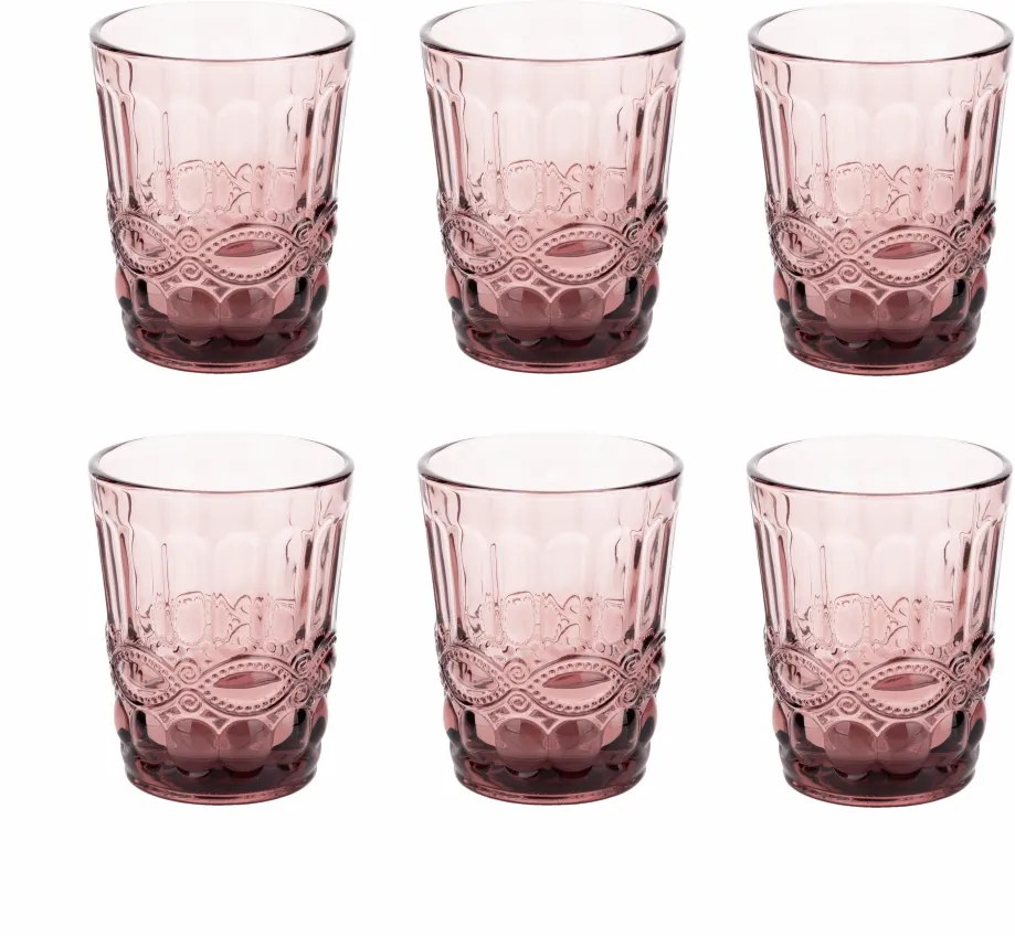 Set de pahare de apă, 6buc, 240 ml, roz, FREGATA TYPE 2