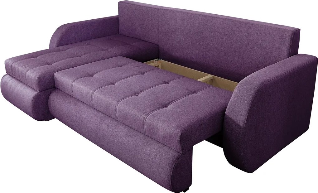 Coltar extensibil reversibil Siena Lux Purple 243x141x81 cm cu lada de depozitare