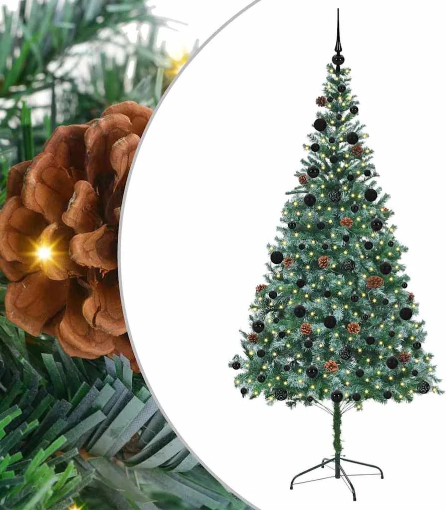 vidaXL Brad de Crăciun artificial cu 300 LED Verde 210 cm PVC și Oțel