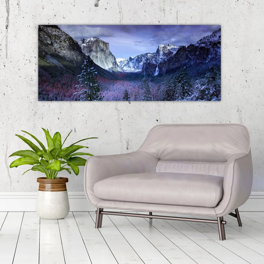Tablou cu peisaj montan iarna (120x50 cm)