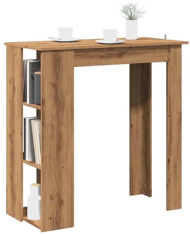 vidaXL Masă de bar cu raft, Stejar artizanal, 102x50x103,5 cm, PAL