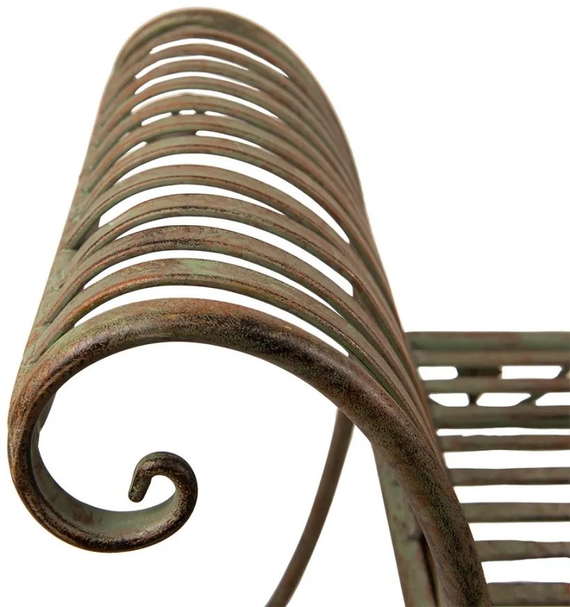 Banca de gradina, verde, din metal, aspect antichizat