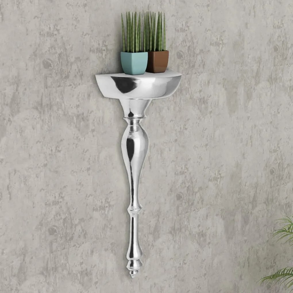 243514 vidaXL Raft / Masă consolă de perete, aluminiu, 35x17x81 cm, argintiu