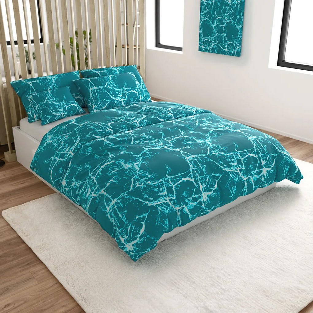 Lenjerie de pat din bumbac turcoaz TEMPESTA Dimensiune lenjerie de pat: 70 x 90 cm | 140 x 200 cm