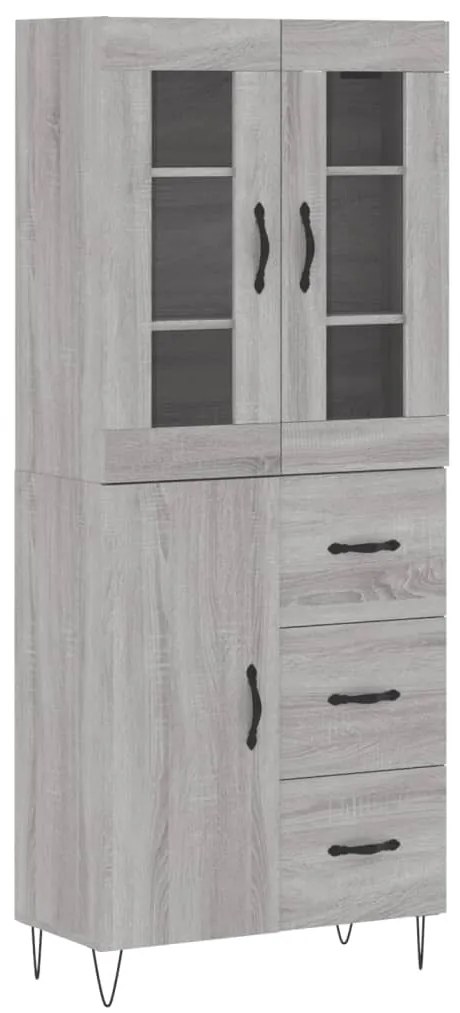 3198503 vidaXL Dulap înalt, gri sonoma, 69,5x34x180 cm, lemn compozit