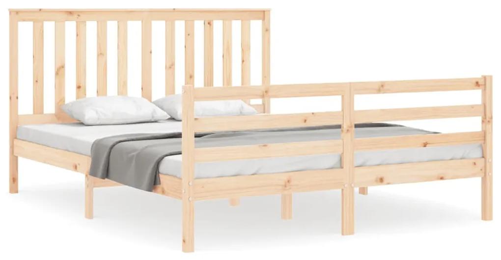 3194251 vidaXL Cadru de pat cu tăblie, king size, lemn masiv