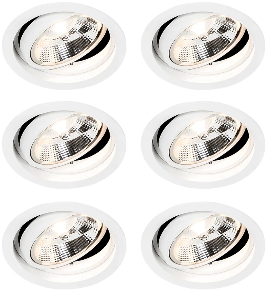 Set 6 becuri Spot modern încastrat alb reglabil - Chuck 111