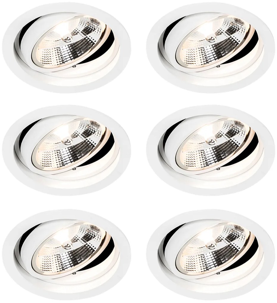 Set de 6 spoturi încastrate rotunde, reglabile, albe - Chuck 111