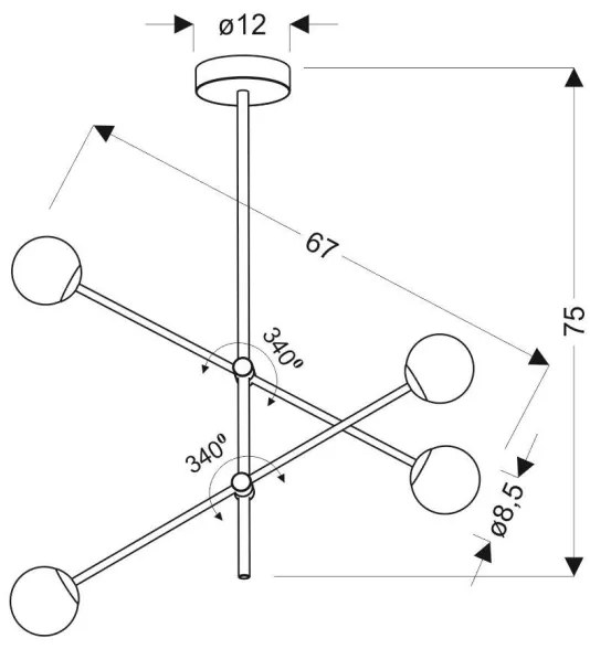 Lustră pe tijă PAKSOS 4xG9/5W/230V neagră