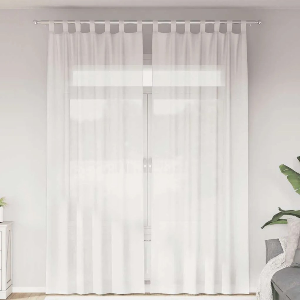 vidaXL Perdele Voile cu Bucle 2 buc Alb 140x260 cm