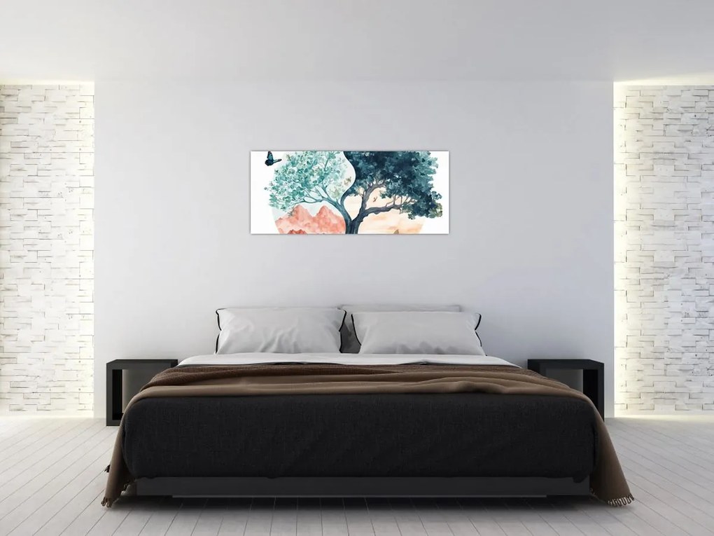 Tablou – Arbore acvarelă plin de viață (120x50 cm)