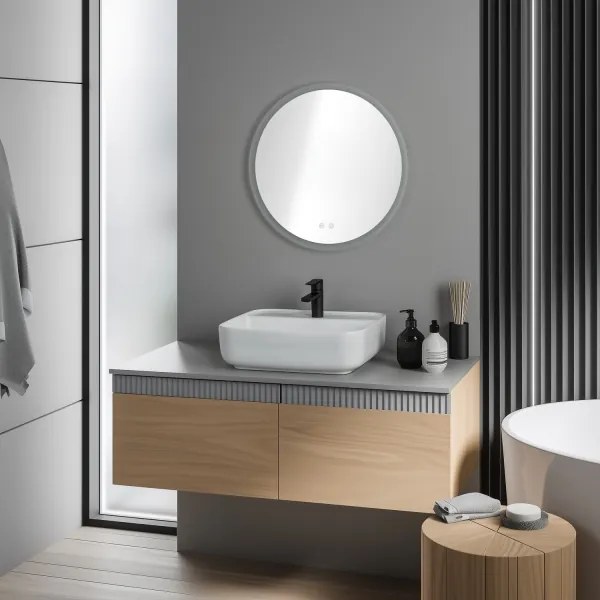 Oglindă LED Brilagi RGBW CLARA PRO, încălzită și dimabilă, cu iluminare de fundal, 19W/230V, Ø 60 cm, IP44, cu telecomandă