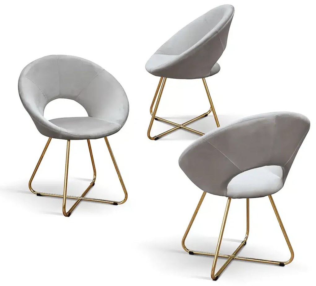 SET 2 Scaune Iris, structura metalica aurie, tapiterie catifea - VERDE