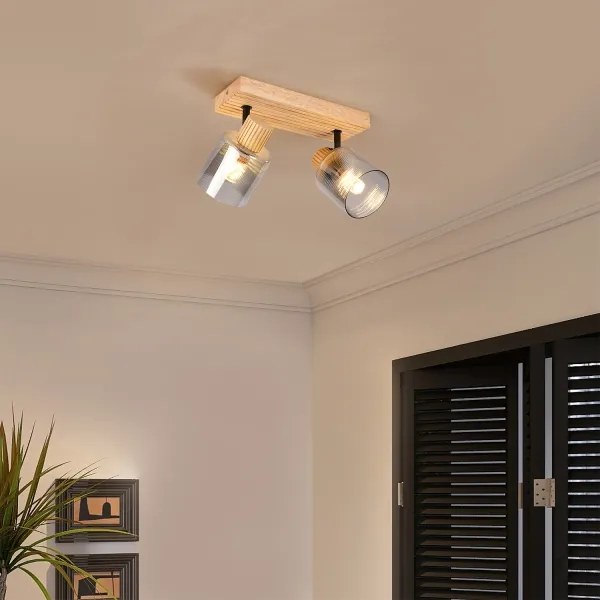Brilagi - Spot HYGGE 2xE14/15W/230V lemn de cauciuc/fumuriu