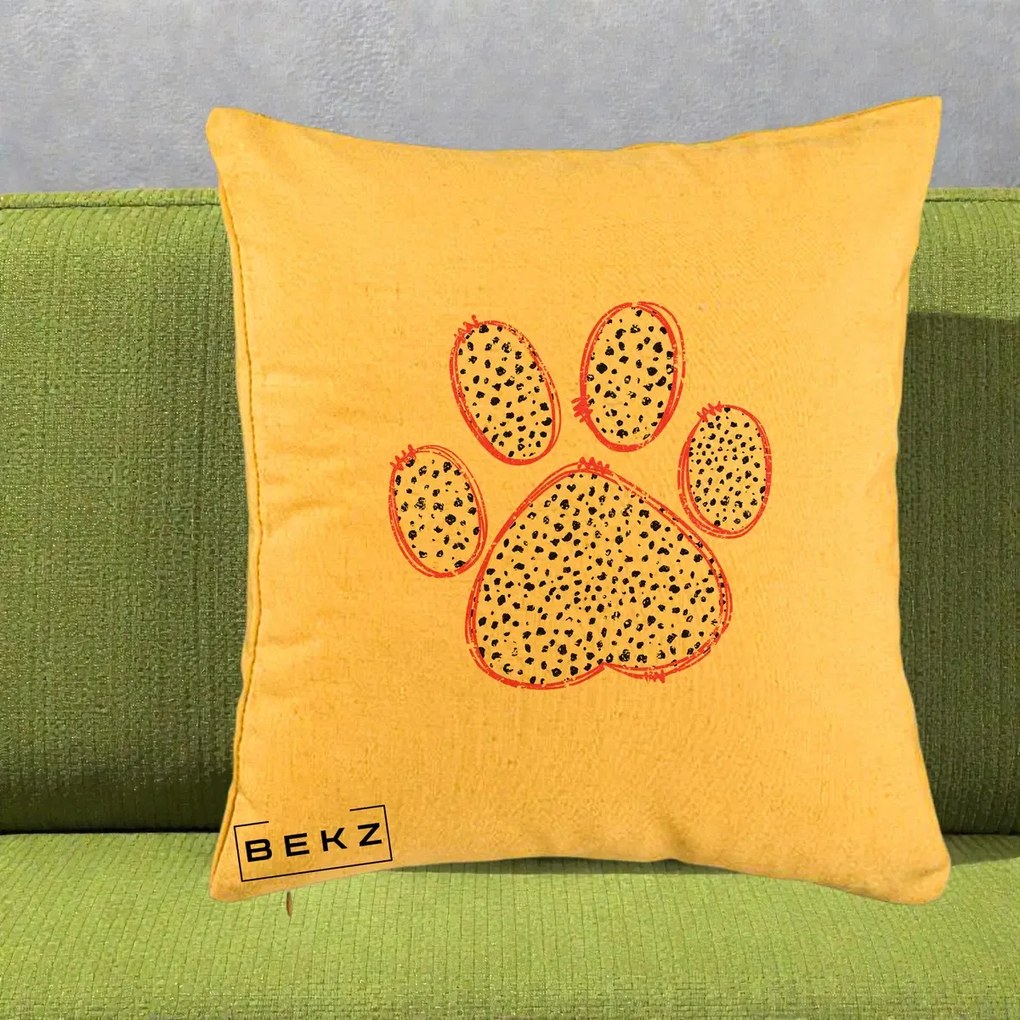 Perna Personalizata Labuta Dalmatian Roz Neon, 40x40 cm, Galben, Husa Detasabila, Perna Inclusa, BEKZ®