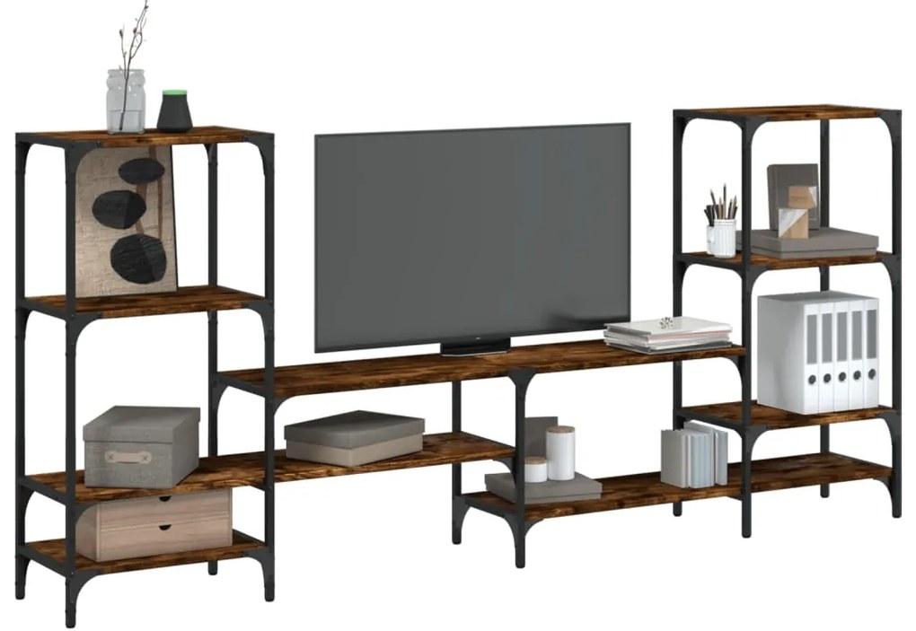 vidaXL Dulap TV, stejar fumuriu, 206,5x28,5x95 cm, lemn prelucrat