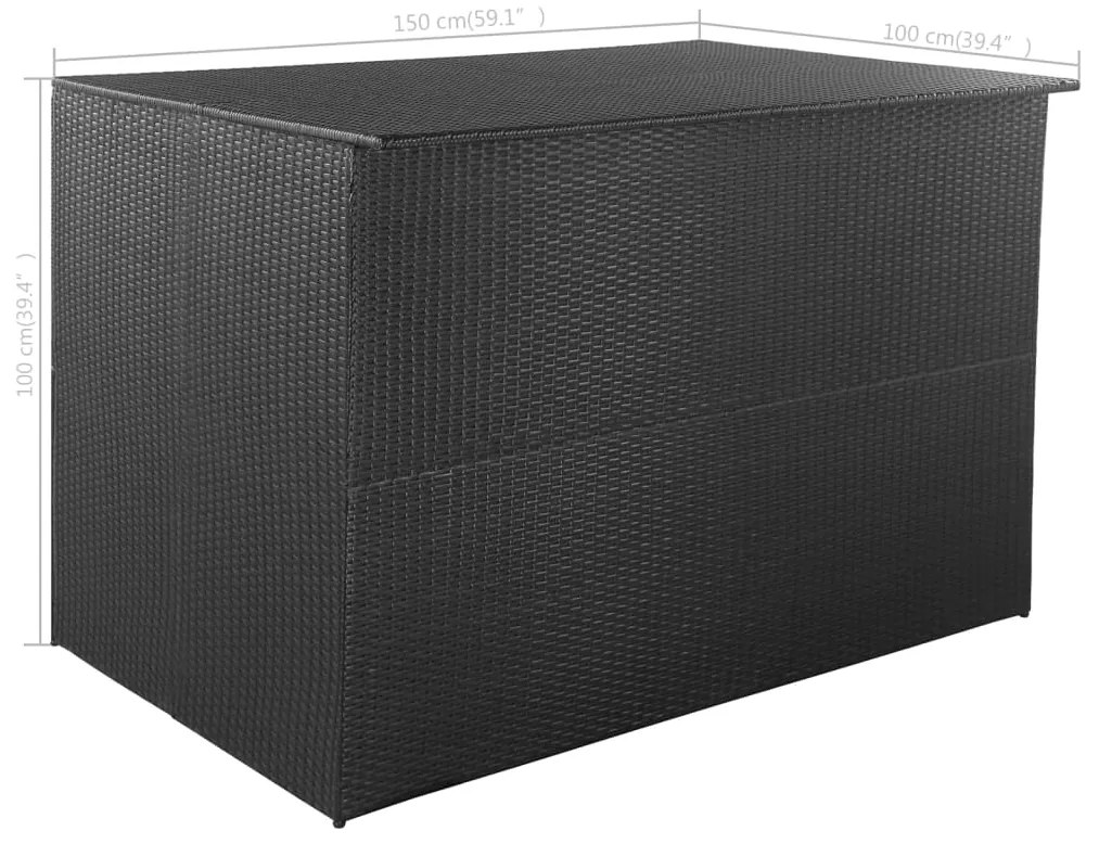 Lada de depozitare de gradina, negru, 150x100x100 cm, poliratan Negru