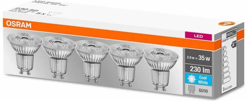 SET 5x Bec LED GU10/2,6W/230V 4000K - Osram