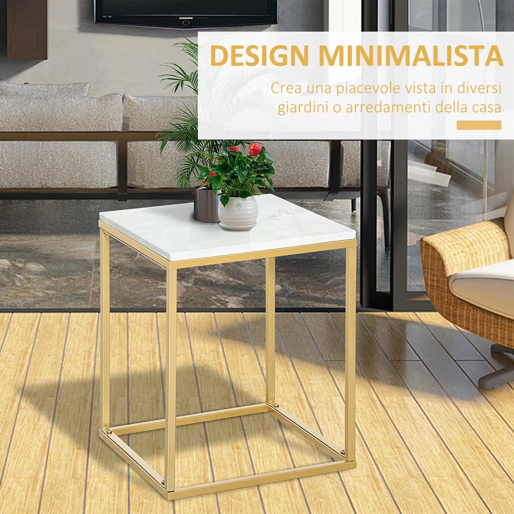 Outsunny Măsuță Cafea Elegantă Living sau Grădină, Design Modern, Culoare Aurie | Aosom Romania