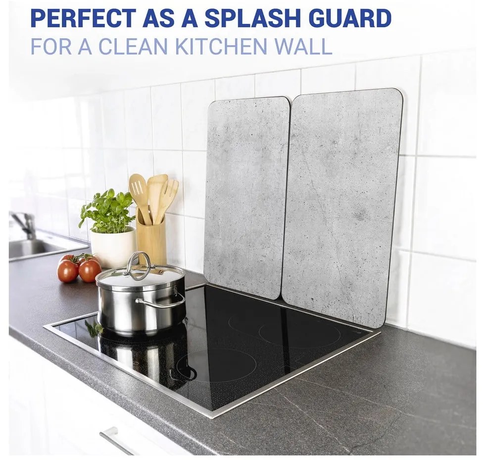 Set 2 protecții din sticlă pentru aragaz Wenko Universal, gri