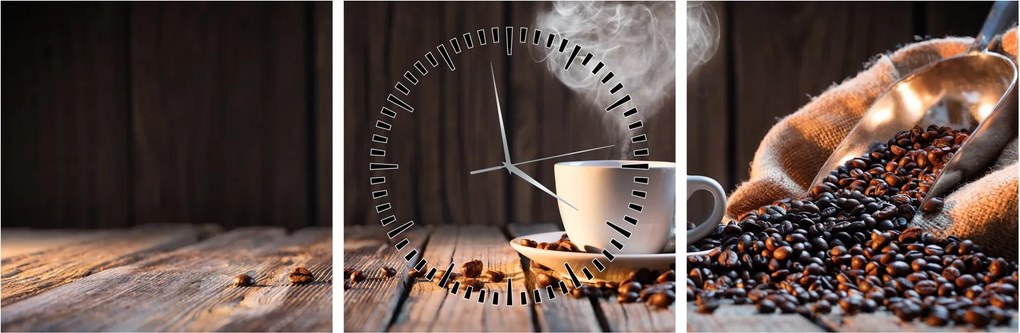 Tablou - Timp pentru cafea (cu ceas) (90x30 cm)