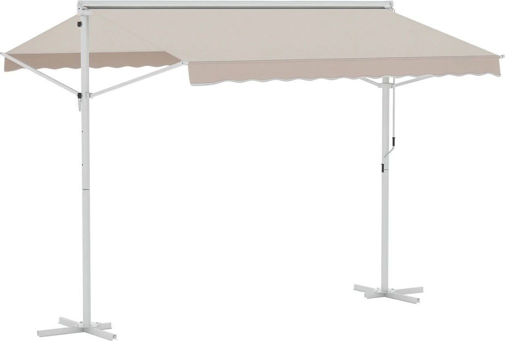 Outsunny Markiză de grădină de sine stătătoare cu braț pliat și manivelă, terasă, alb crem, 3x3 m | Aosom Romania