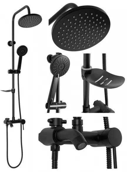 REA-P7005 - Set de duș LUIS, negru mat
