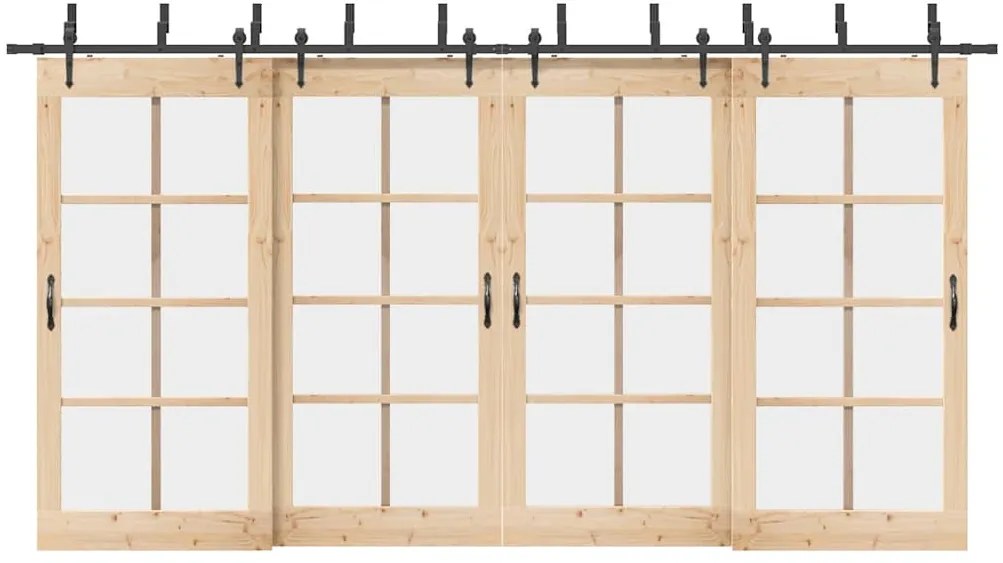 vidaXL Set feronerie pentru uși glisante, negru, 427 cm, oțel