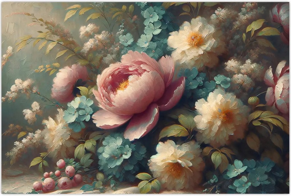 Tablou - Natură moartă cu flori - pictură (90x60 cm)