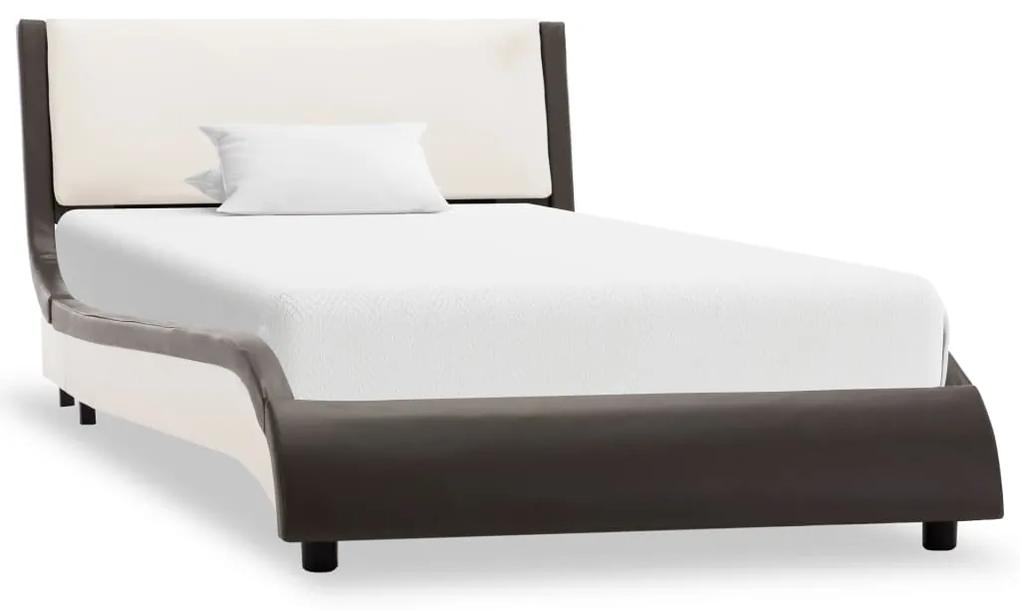 280347 vidaXL Cadru de pat, gri și alb, 90 x 200 cm, piele artificială