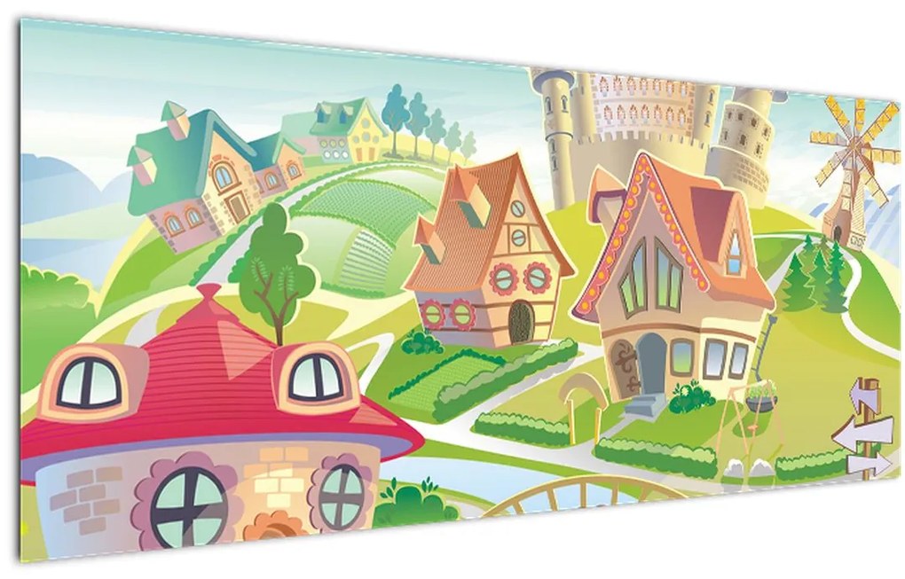 Tablou - Orășel colorat (120x50 cm)